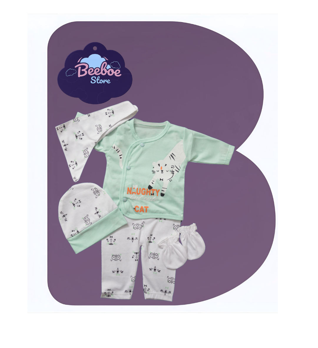 Naughty but Cute Cat Baby Clothing Set