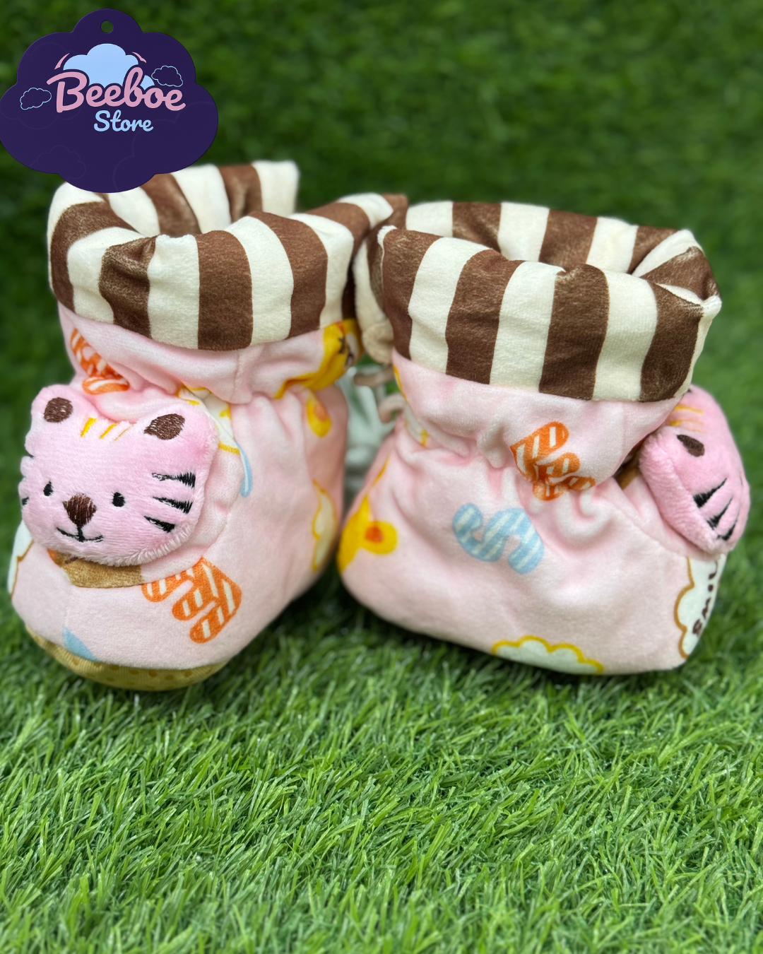 Cute Baby Booties with Tiger Design