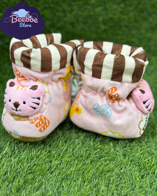 Cute Baby Booties with Tiger Design