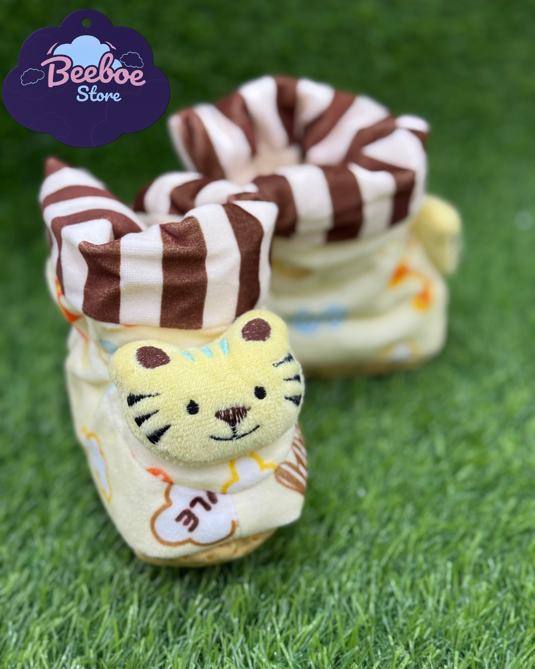 Cute Baby Booties with Tiger Design