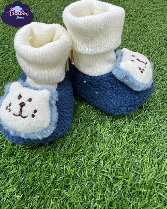 Adorable Baby Booties with Cute Animal Face Design