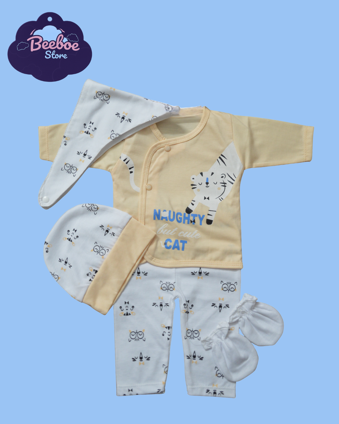 Naughty but Cute Cat Baby Clothing Set