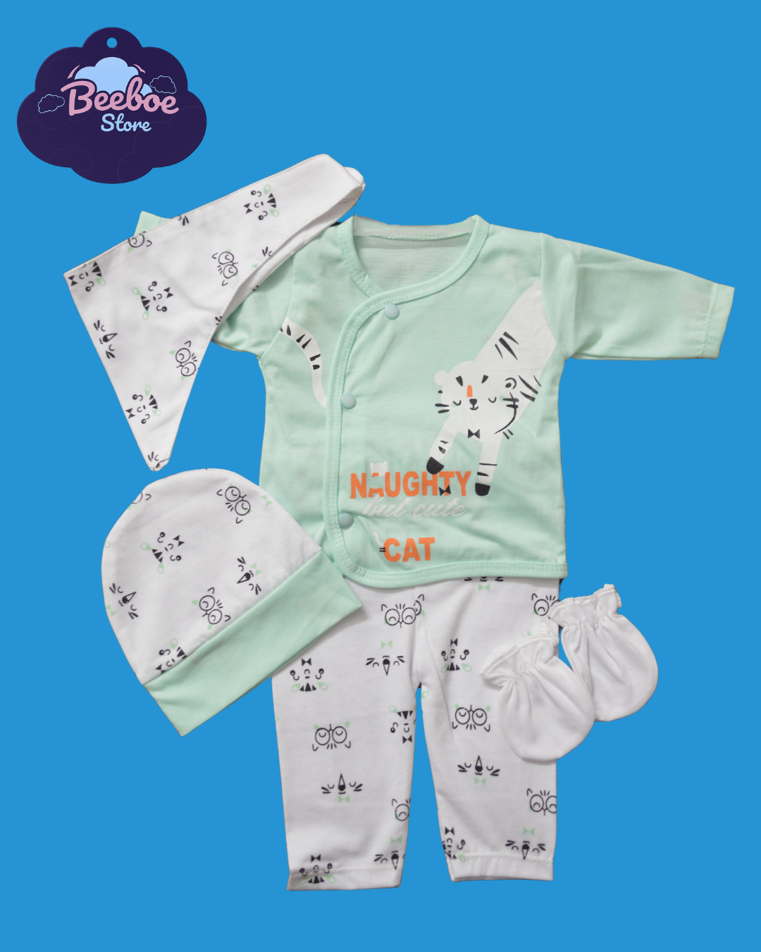 Naughty but Cute Cat Baby Clothing Set