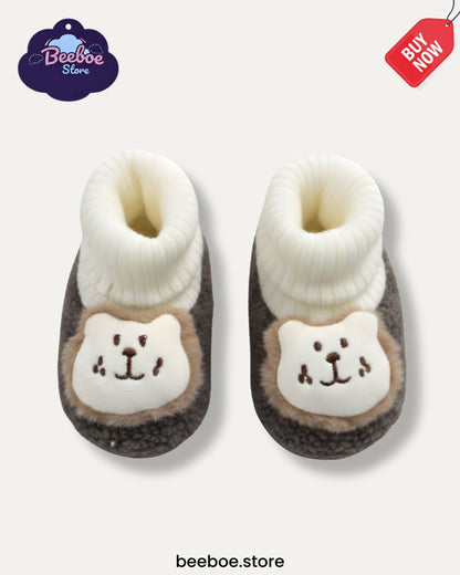 Adorable Baby Booties with Cute Animal Face Design