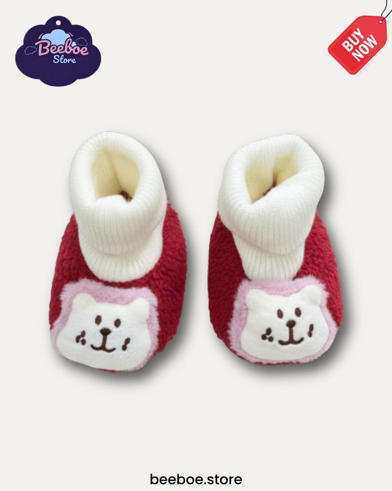 Adorable Baby Booties with Cute Animal Face Design