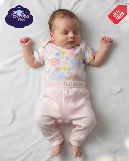 Floral Rainbow Baby Onesie and Pant Set