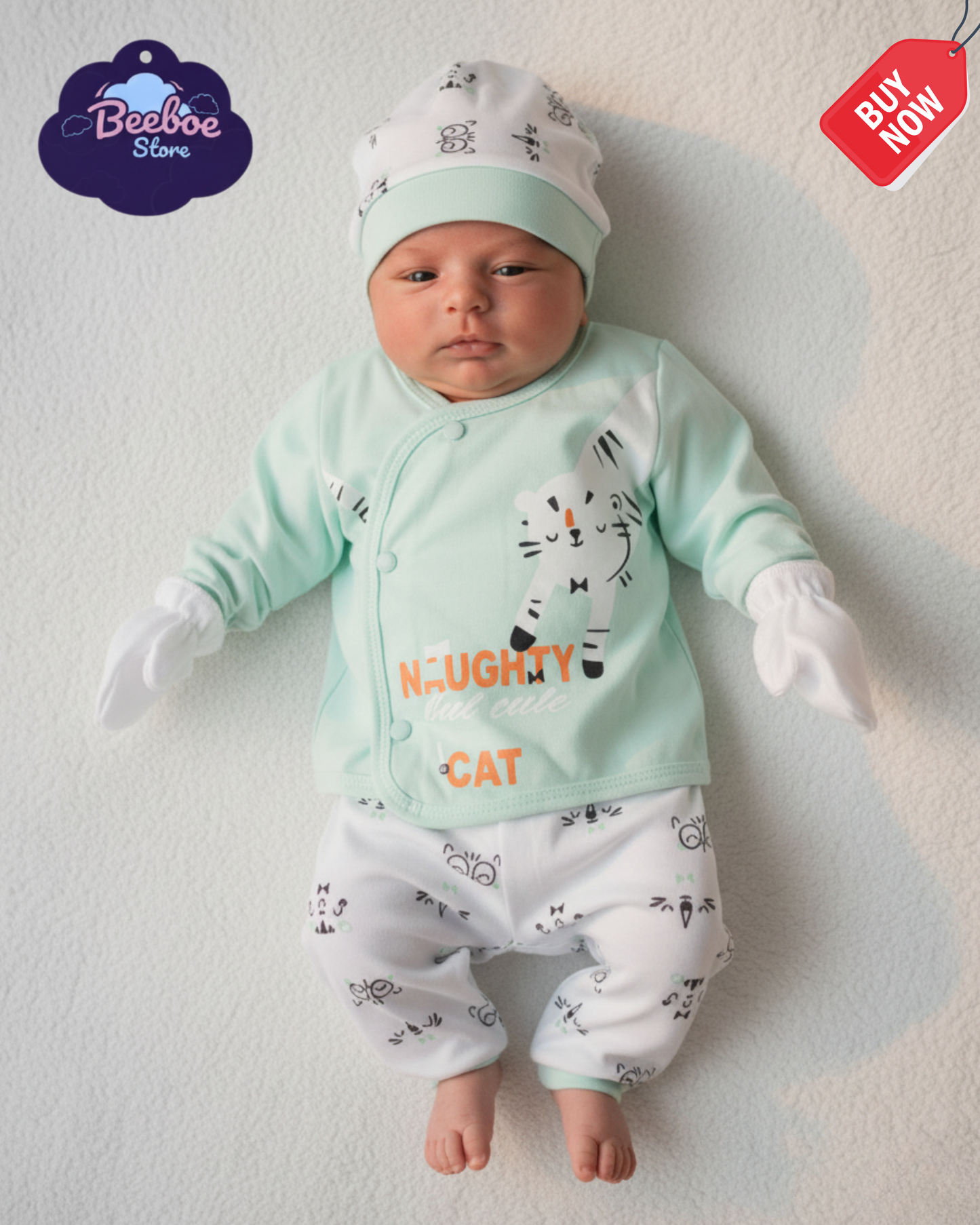 Naughty but Cute Cat Baby Clothing Set