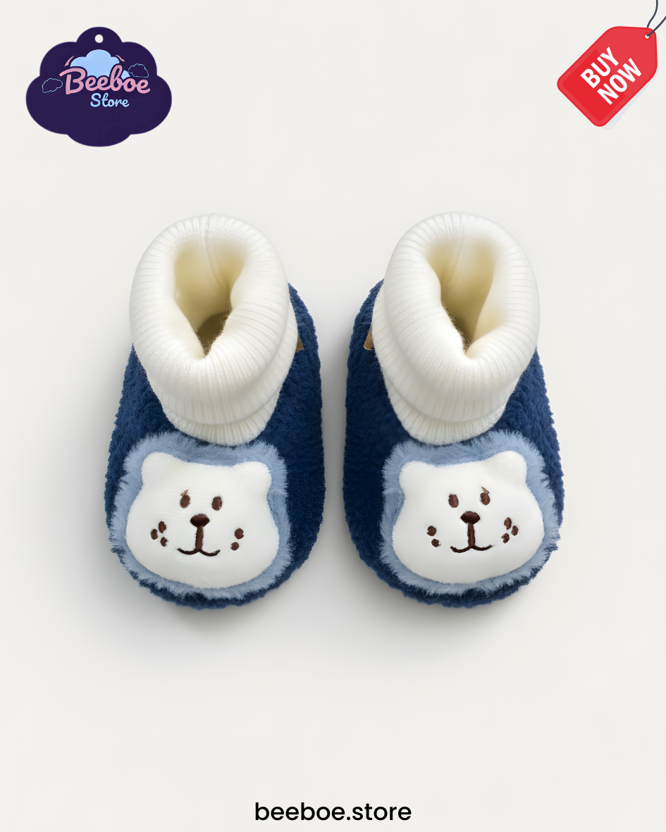 Adorable Baby Booties with Cute Animal Face Design