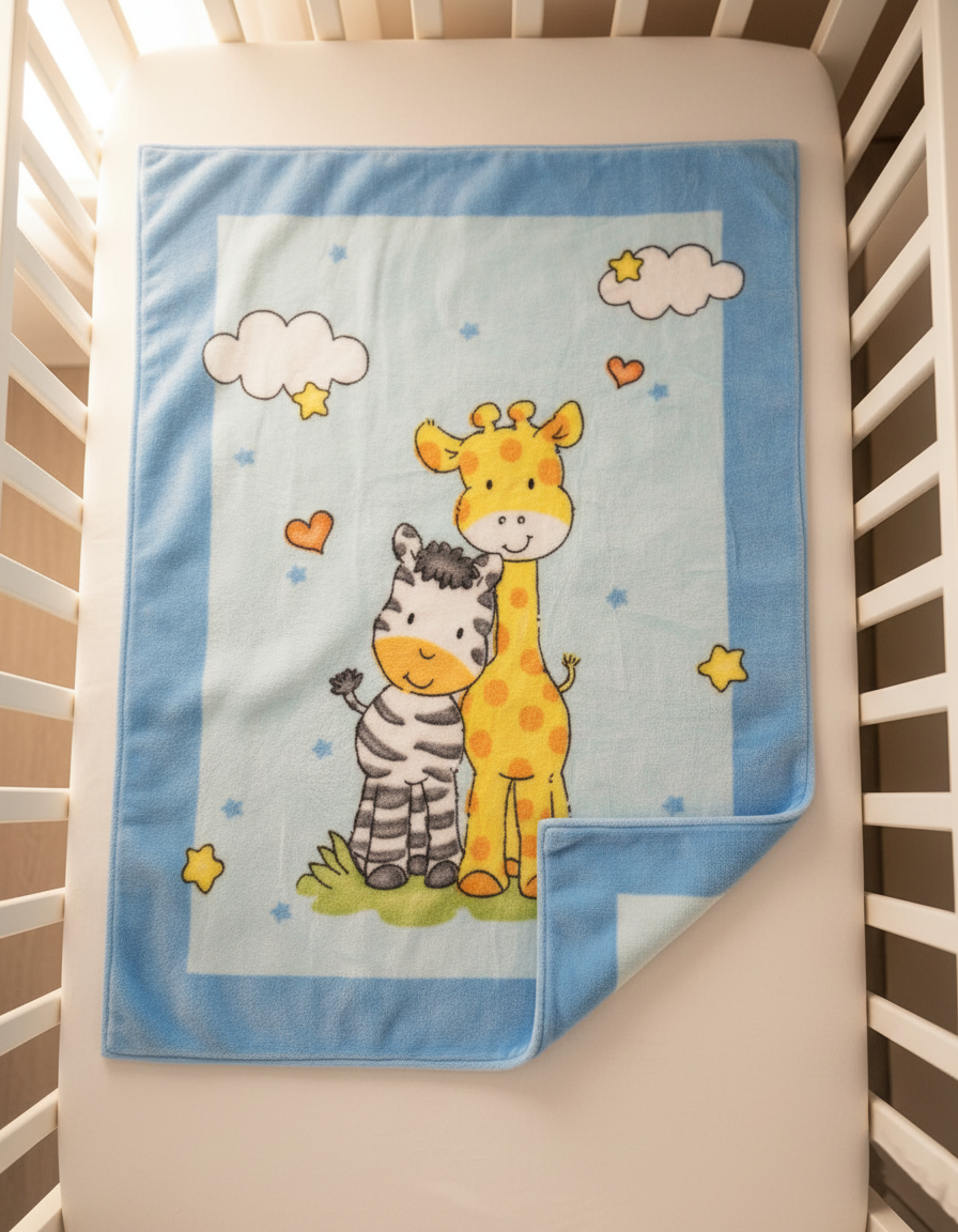 Adorable Baby Blanket with Giraffe and Zebra Design