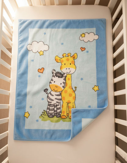 Adorable Baby Blanket with Giraffe and Zebra Design