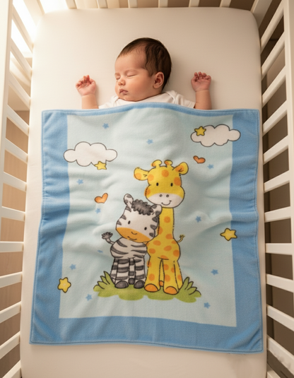 Adorable Baby Blanket with Giraffe and Zebra Design