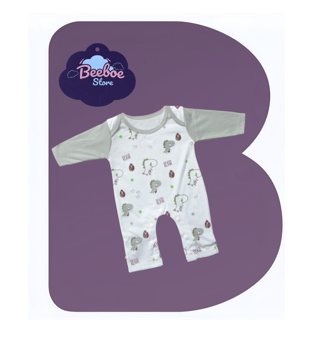 Dinosaur-Themed Baby Outfit Set with Bib, Mittens, and Cap