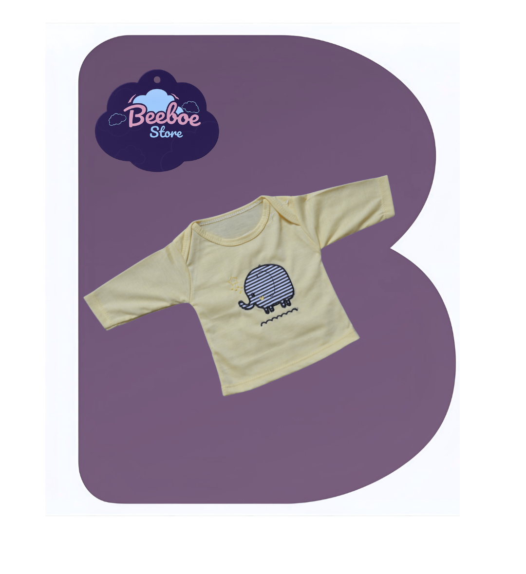 Elephant-Themed Baby Clothing Set with Stripes