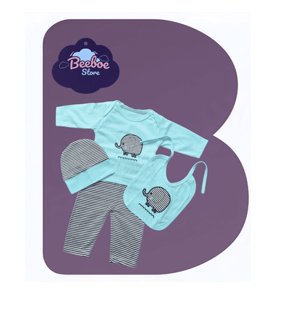 Elephant-Themed Baby Clothing Set with Stripes