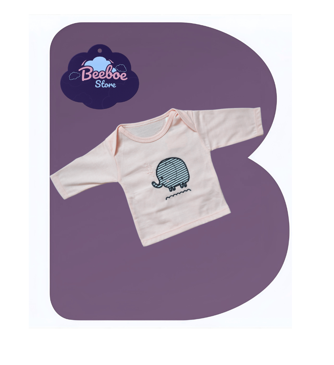 Elephant-Themed Baby Clothing Set with Stripes