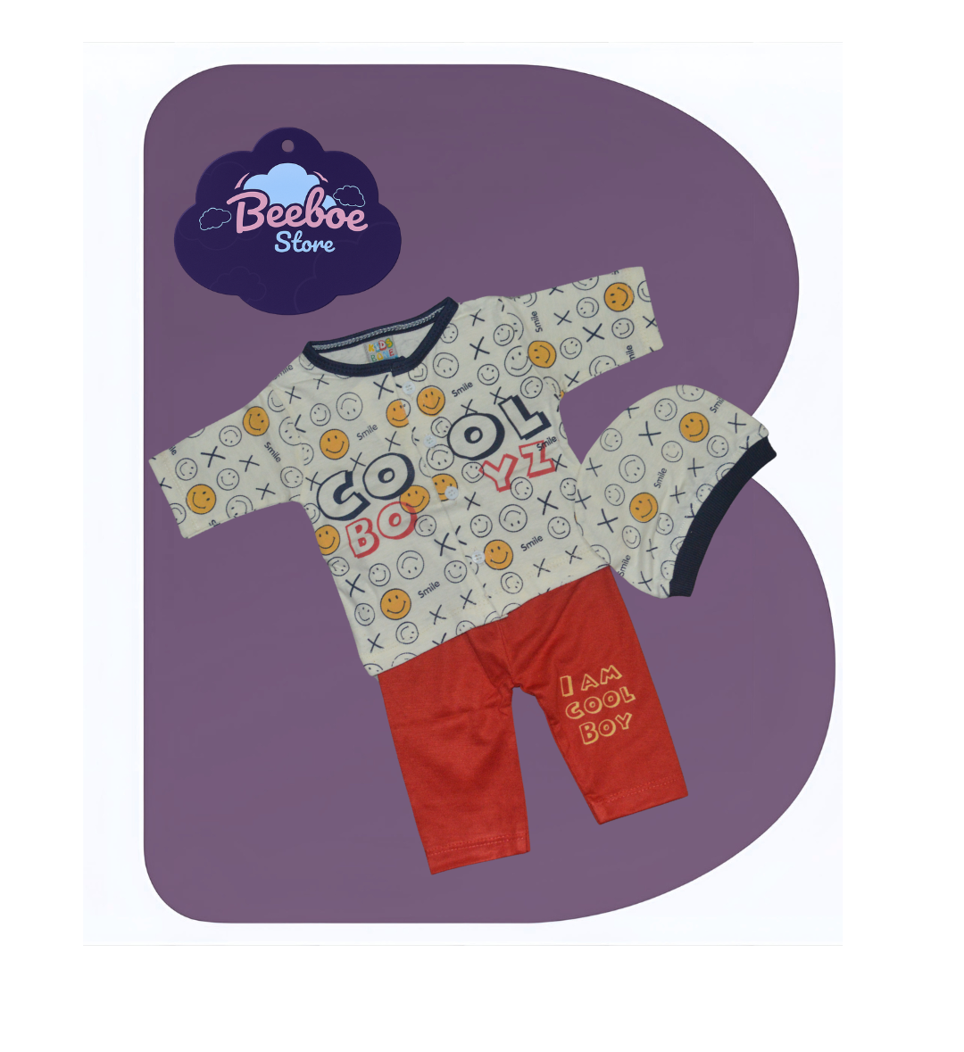 Cool Boy Smiley Face 3-Piece Outfit