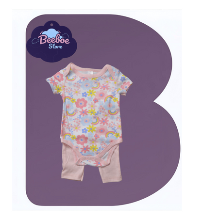 Floral Rainbow Baby Onesie and Pant Set