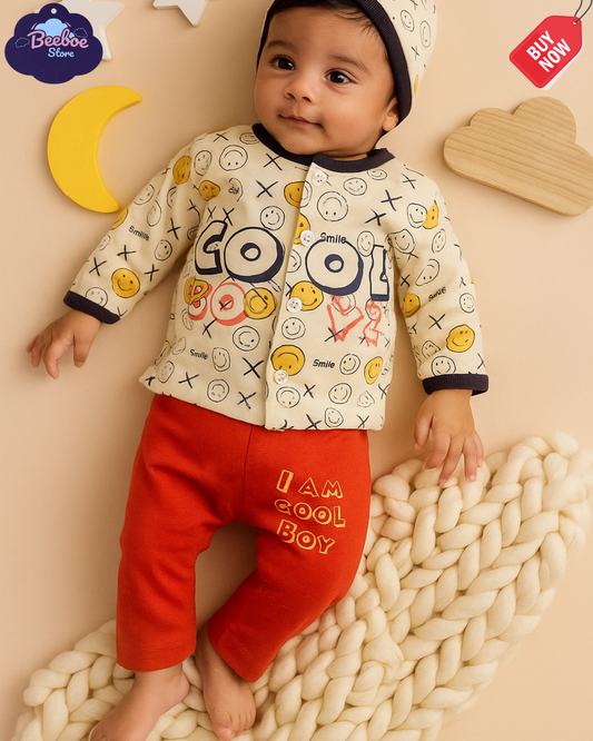 Cool Boy Smiley Face 3-Piece Outfit