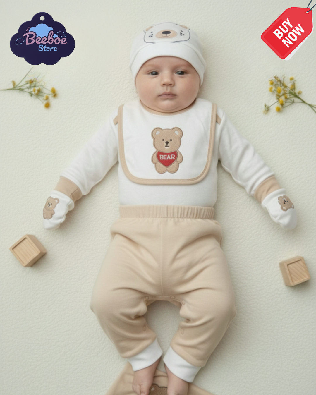 Beeboe starter Set, 10 Piece Newborn Essentials (Bear Theme)